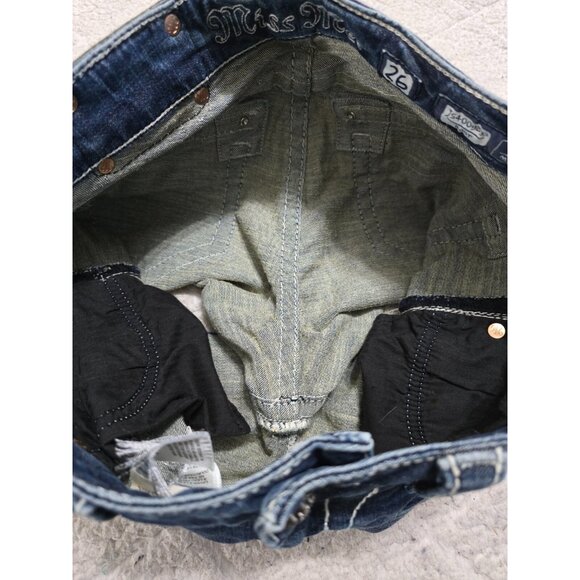 Miss Me Womens Blue Denim Cut Off Shorts Raw Hem Low Rise 5 Pockets Size 26 - Picture 6 of 12